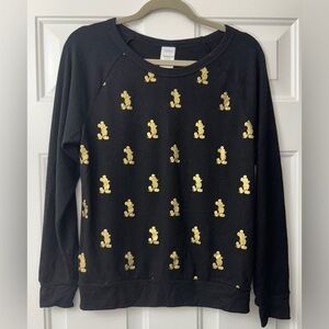 Disney Jerry Leigh Black & Gold Mickey Mouse Pullover Sweater Sz Large